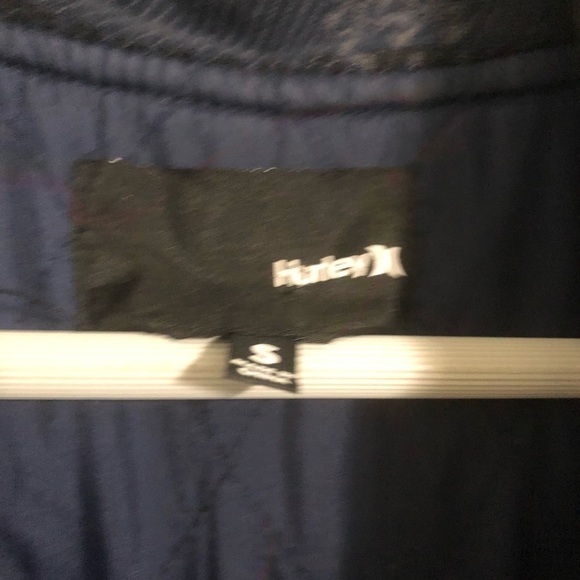 Hurley jacket  navy plaid double button waist ribbed hooded jacket coat - Picture 7 of 13